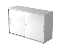 Grijze kast, witte deuren H 74,8 x B 120 x D 40 cm