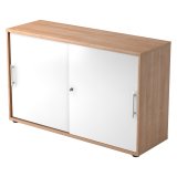 Walnut body, white doors H 74,8 x W 120 x D 40 cm