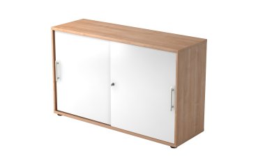 Walnut body, white doors H 74,8 x W 120 x D 40 cm