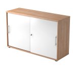 Walnut body, white doors H 74,8 x W 120 x D 40 cm