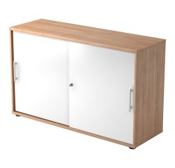 Walnut body, white doors H 74,8 x W 120 x D 40 cm