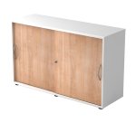 Weißer Schrank ,  walnußen Türen H 74,8 x B 120 x T 40 cm