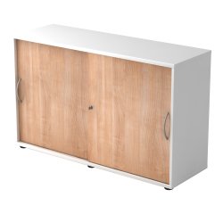 White body, walnut doors H 74,8 x W 120 x D 40 cm
