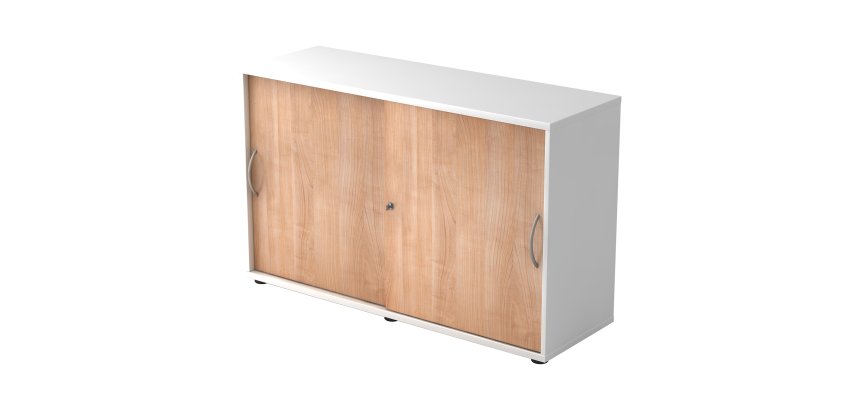 Weißer Schrank ,  walnußen Türen H 74,8 x B 120 x T 40 cm