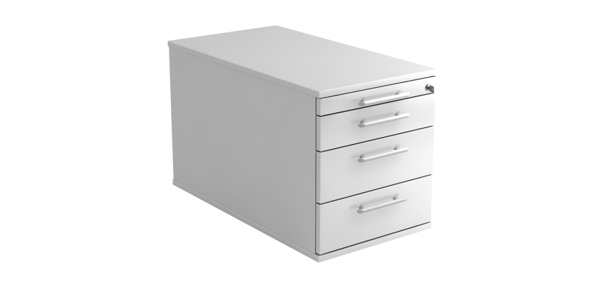 Caisson mobile 4 tiroirs, extra profond Manhattan Blanc