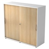 Weißer Schrank ,  ahornen Türen H 110 x B 120 x T 40 cm