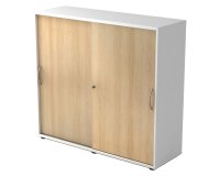Weißer Schrank ,  ahornen Türen H 110 x B 120 x T 40 cm