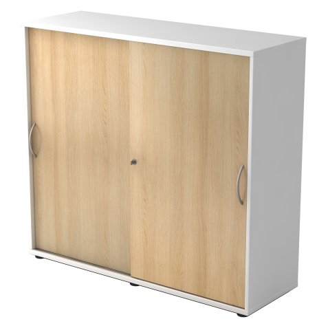 Weißer Schrank ,  ahornen Türen H 110 x B 120 x T 40 cm