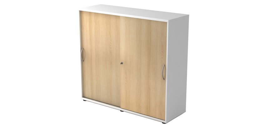 Witte kast, esdoorn deuren H 110 x B 120 x D 40 cm