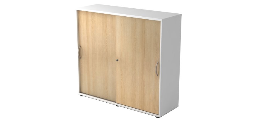 White body, maple doors H 110 x W 120 x D 40 cm