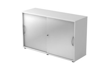 Witte kast, zilver deuren H 74,8 x B 120 x D 40 cm