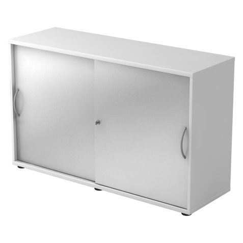 Weißer Schrank ,  silberen Türen H 74,8 x B 120 x T 40 cm