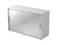 Witte kast, zilver deuren H 74,8 x B 120 x D 40 cm