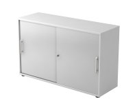 Witte kast, grijze deuren H 74,8 x B 120 x D 40 cm