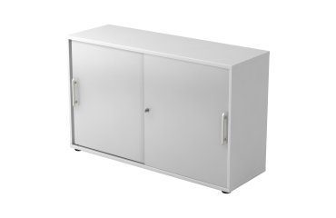 Corps blanc, portes grises H 74,8 x L 120 x P 40 cm