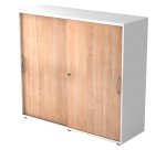 Witte kast, notelaar deuren H 110 x B 120 x D 40 cm
