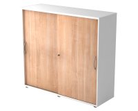 Corps blanc, portes noyers H 110 x L 120 x P 40 cm