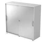 Witte kast, zilver deuren H 110 x B 120 x D 40 cm