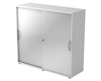 Witte kast, zilver deuren H 110 x B 120 x D 40 cm