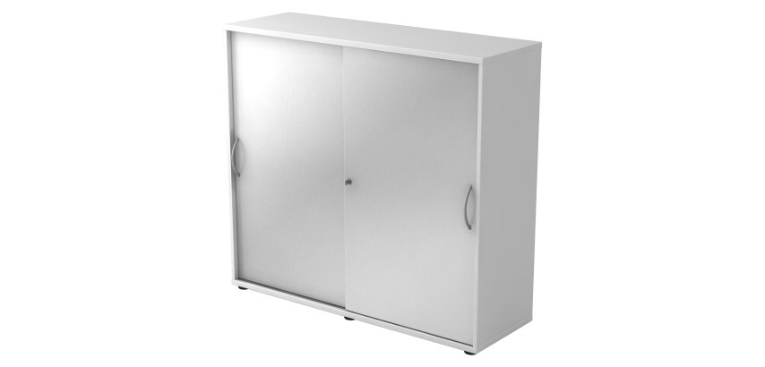 White body, silver doors H 110 x W 120 x D 40 cm