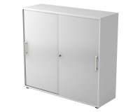 Witte kast, grijze deuren H 110 x B 120 x D 40 cm