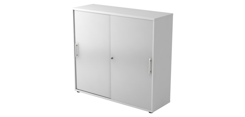 Corps blanc, portes grises H 110 x L 120 x P 40 cm