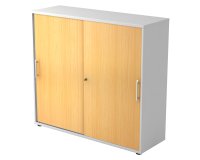 Witte kast, beuk deuren H 110 x B 120 x D 40 cm