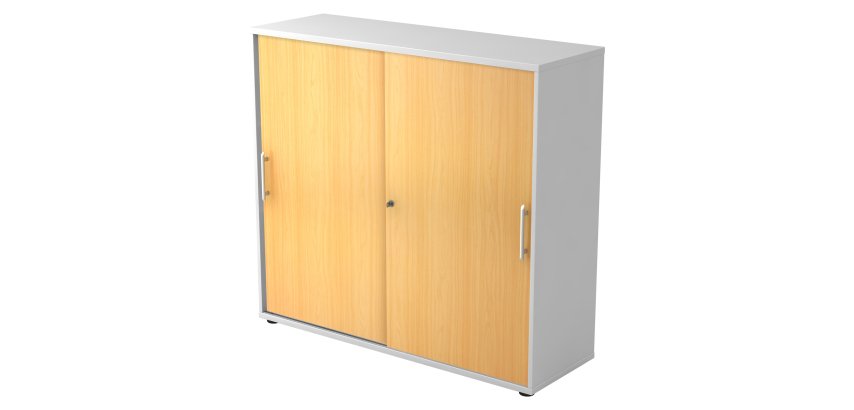 Weißer Schrank ,  buchen Türen H 110 x B 120 x T 40 cm