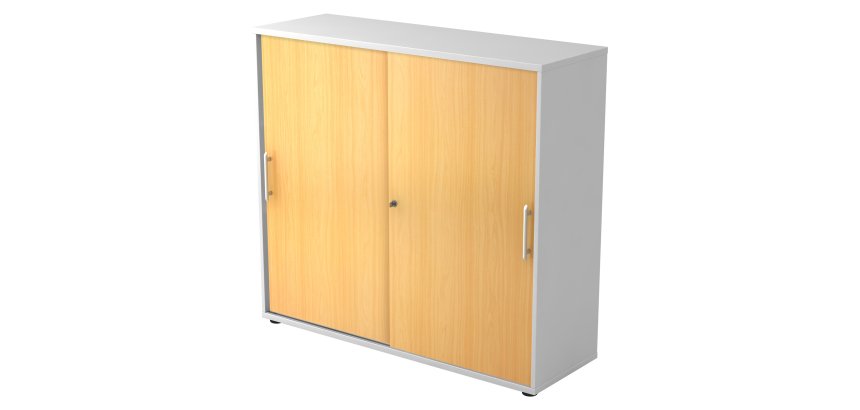 Witte kast, beuk deuren H 110 x B 120 x D 40 cm