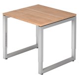 Bureau droit, 80 x 80 cm, piètement métal argenté Atlanta