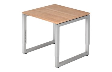 Straight desk, 80 x 80 cm undercarriage silver metal Atlanta