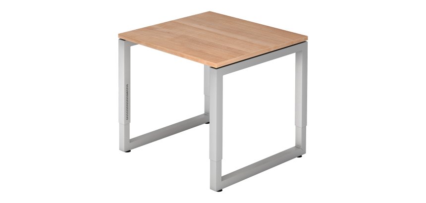 Straight desk, 80 x 80 cm undercarriage silver metal Atlanta