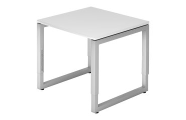 Straight desk, 80 x 80 cm undercarriage silver metal Atlanta