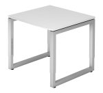 Rechte werkpost, 80 x 80 cm, onderstel zilver metaal Atlanta