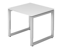 Rechte werkpost, 80 x 80 cm, onderstel zilver metaal Atlanta