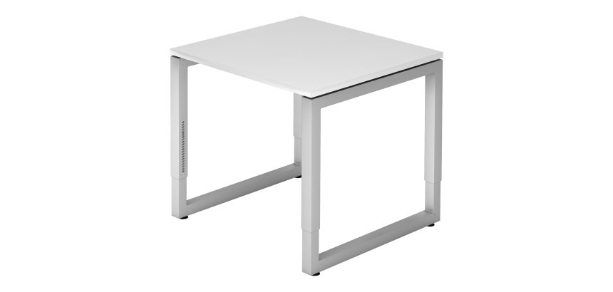 Rechte werkpost, 80 x 80 cm, onderstel zilver metaal Atlanta