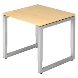 Bureau droit, 80 x 80 cm, piètement métal argenté Atlanta
