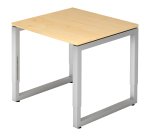 Rechte werkpost, 80 x 80 cm, onderstel zilver metaal Atlanta