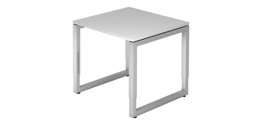 Straight desk, 80 x 80 cm undercarriage silver metal Atlanta