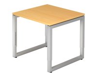 Geradlinige Arbeitsstation, 80 x 80 cm silberne Metallbasis Atlanta