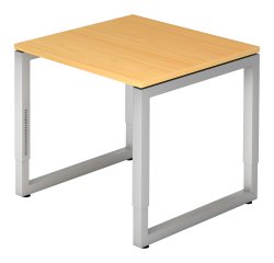 Straight desk, 80 x 80 cm undercarriage silver metal Atlanta