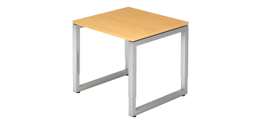 Bureau droit, 80 x 80 cm, piètement métal argenté Atlanta