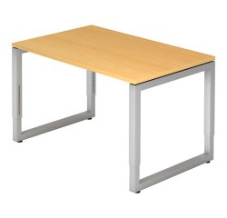 Rechte werkpost, 80 x 120 cm, onderstel zilver metaal Atlanta