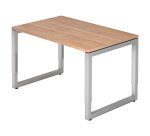 Rechte werkpost, 80 x 120 cm, onderstel zilver metaal Atlanta