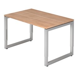 Rechte werkpost, 80 x 120 cm, onderstel zilver metaal Atlanta