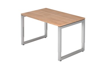 Rechte werkpost, 80 x 120 cm, onderstel zilver metaal Atlanta