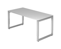 Rechte werkpost, 80 x 160 cm, onderstel zilver metaal Atlanta