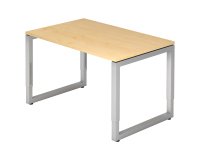 Rechte werkpost, 80 x 120 cm, onderstel zilver metaal Atlanta