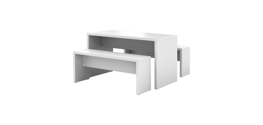 Pack of 1 table + 2 benches for canteen 130x 68 cm