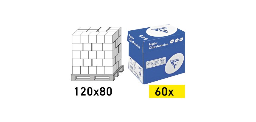 Papier Clairefontaine A4 80gr - wegwerppallet 60 dozen met 2500 vellen